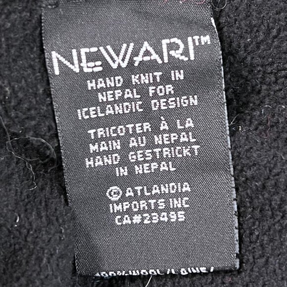 Newari Hat  Navy Wool Beanie Hat Floral Embellished Knit Fleece Lined Icelandic - Picture 4 of 9